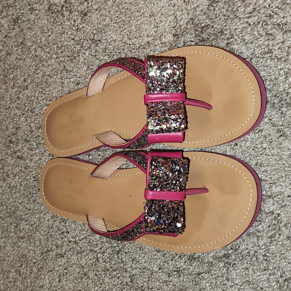 Kate Spade Pink Glitter Bow Slippers